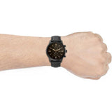  Shop Authentic Fossil Goodwin Chronograph Black Dial Black Leather Strap Watch for Men - FS5585 - Luxxuri