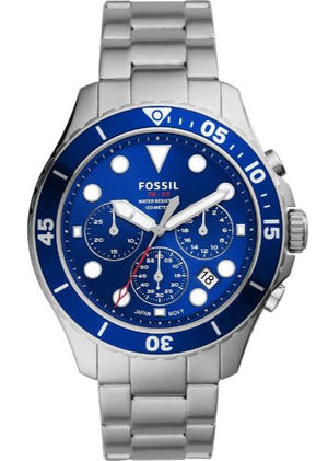  Shop Authentic Fossil FB-03 Chronograph Blue Dial Silver Steel Strap Watch for Men - FS5724 - Luxxuri