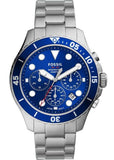  Shop Authentic Fossil FB-03 Chronograph Blue Dial Silver Steel Strap Watch for Men - FS5724 - Luxxuri