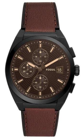  Shop Authentic Fossil Everett Chronograph Black Dial Brown Leather Strap Watch for Men - FS5798 - Luxxuri