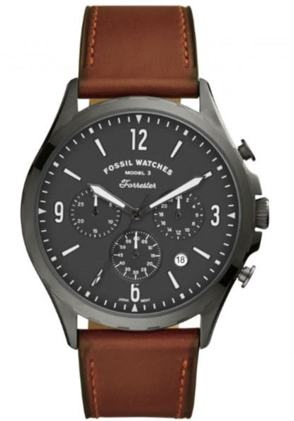  Shop Authentic Fossil Forrester Chronograph Grey Dial Brown Leather Strap Watch for Men - FS5815 - Luxxuri
