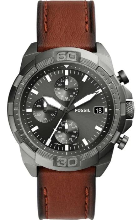  Shop Authentic Fossil Bronson Chronograph Grey Dial Brown Leather Strap Watch for Men - FS5855 - Luxxuri
