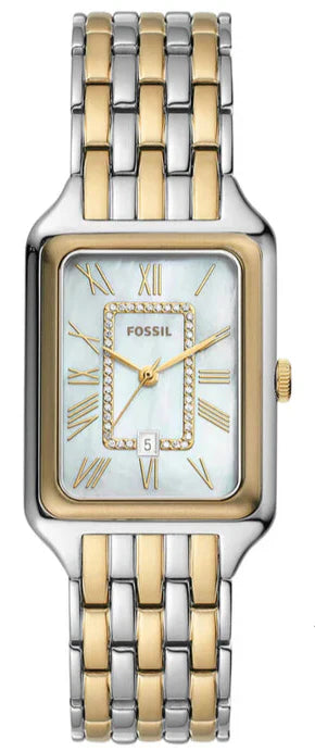  Shop Authentic Fossil Raquel Three Hand Mother of Pearl Dial Two Tone Steel Strap Watch For Women - ES5305 - Luxxuri