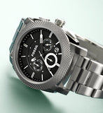  Shop Authentic Fossil Machine Chronograph Black Dial Silver Steel Strap Watch for Men - FS4776 - Luxxuri