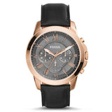  Shop Authentic Fossil Grant Chronograph Grey Dial Black Leather Strap Watch for Men - FS5085 - Luxxuri