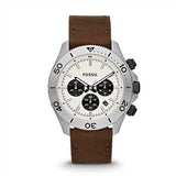  Shop Authentic Fossil Retro Traveler Chronograph White Dial Brown Leather Strap Watch for Men - CH2886 - Luxxuri