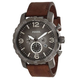  Shop Authentic Fossil Nate Chronograph Grey Dial Brown Leather Strap Watch for Men - JR1424 - Luxxuri