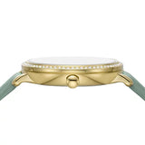  Shop Authentic Fossil Jacqueline Analog Moonphase Mother of Pearl White Dial Green Leather Strap Watch for Women - ES5168 - Luxxuri