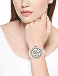  Shop Authentic Fossil Boyfriend Automatic Skeleton Silver Dial White Leather Strap Watch for Women - ME3069 - Luxxuri