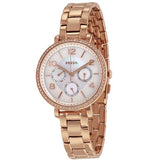  Shop Authentic Fossil Jacqueline Multi Function Mother of Pearl Dial Rose Gold Steel Strap Watch for Women - ES3757 - Luxxuri