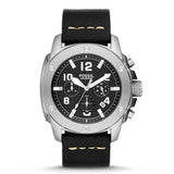  Shop Authentic Fossil Modern Machine Chronograph Black Dial Black Leather Strap Watch for Men - FS4928 - Luxxuri