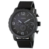  Shop Authentic Fossil Nate Chronograph Black Dial Black Leather Strap Watch for Men - JR1354 - Luxxuri