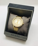  Shop Authentic Guess Soiree Diamonds Gold Dial Gold Mesh Bracelet Watch for Women - GW0402L2 - Luxxuri