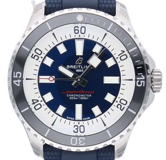  Shop Authentic Breitling Superocean Automatic 44 Blue Dial Blue Rubber Strap Watch for Men - A17376211C1S1 - Luxxuri