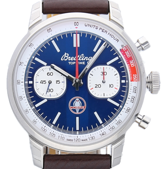  Shop Authentic Breitling Top Time B01 Shelby Cobra Blue Dial Brown Leather Strap Watch for Men - AB01763A1C1X1 - Luxxuri