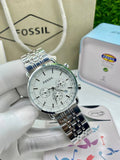  Shop Authentic Fossil Boyfriend Chronograph Silver Dial Silver Steel Strap Watch for Women - ES2198 - Luxxuri