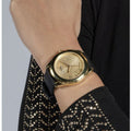  Shop Authentic Guess Cubed Analog Gold Dial Black Silicone Strap Watch For Women - GW0665L1 - Luxxuri