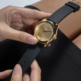  Shop Authentic Guess Cubed Analog Gold Dial Black Silicone Strap Watch For Women - GW0665L1 - Luxxuri