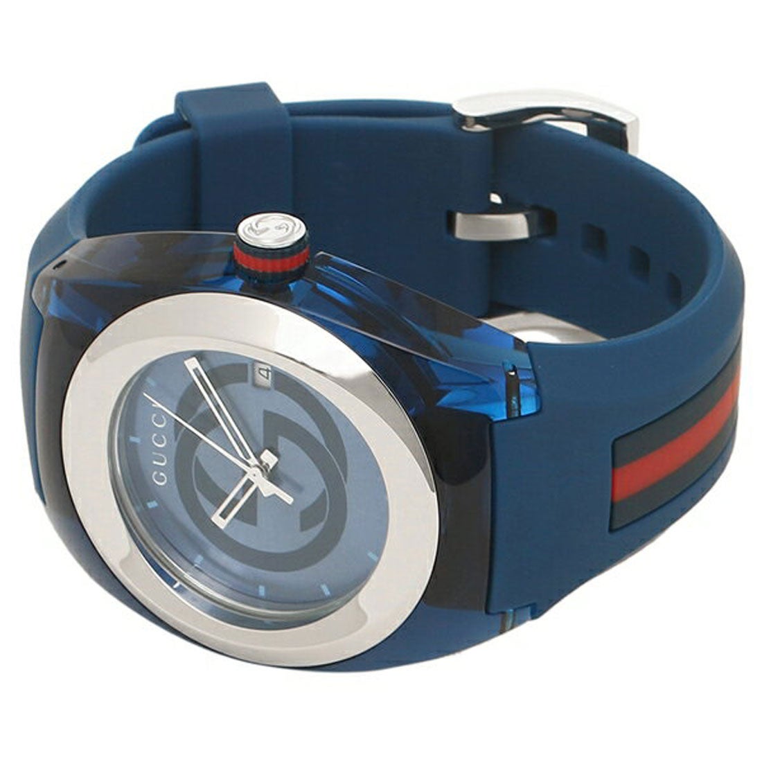  Shop Authentic Gucci Sync XXL Quartz Blue Dial Blue Rubber Strap Watch For Men - YA137104 - Luxxuri