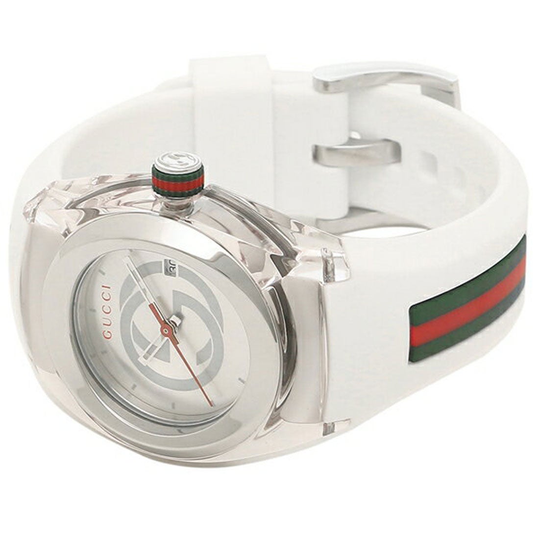  Shop Authentic Gucci Sync Quartz White Dial White Rubber Strap Unisex Watch - YA137302 - Luxxuri
