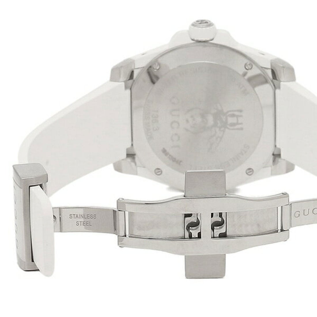  Shop Authentic Gucci Dive Quartz White Dial White Rubber Strap Watch For Men - YA136337 - Luxxuri