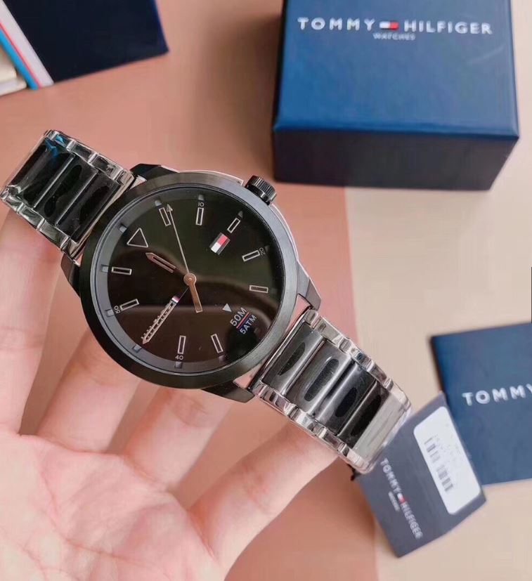  Shop Authentic Tommy Hilfiger Sneaker Quartz Black Dial Two Tone Steel Strap Watch for Men - 1791619 - Luxxuri