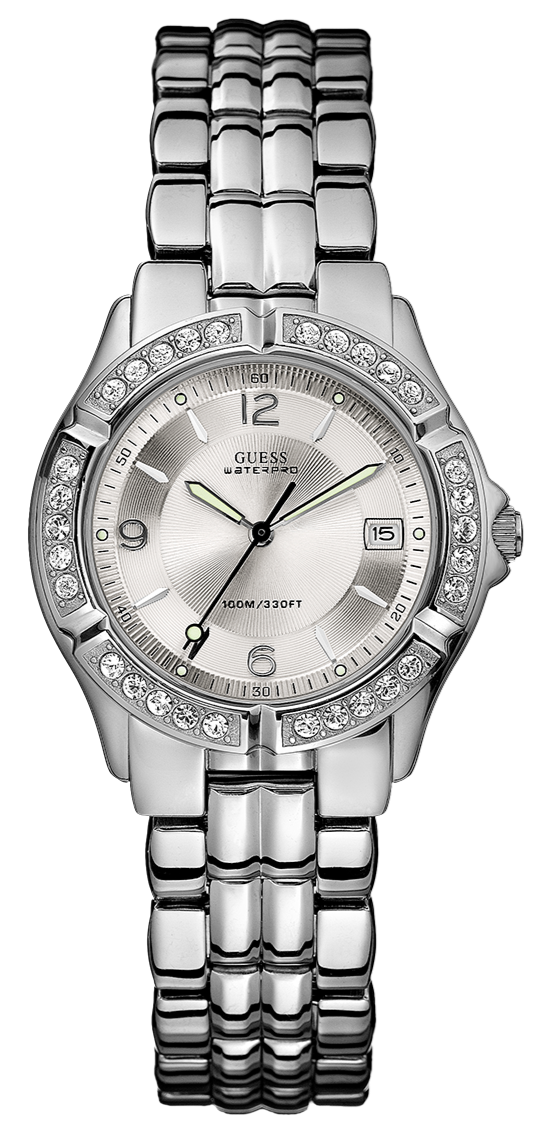  Shop Authentic Guess Water Pro Diamonds Silver Dial Silver Steel Strap Watch For Women - G75511M - Luxxuri