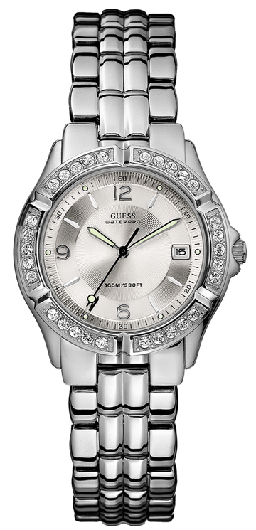  Shop Authentic Guess Water Pro Diamonds Silver Dial Silver Steel Strap Watch For Women - G75511M - Luxxuri
