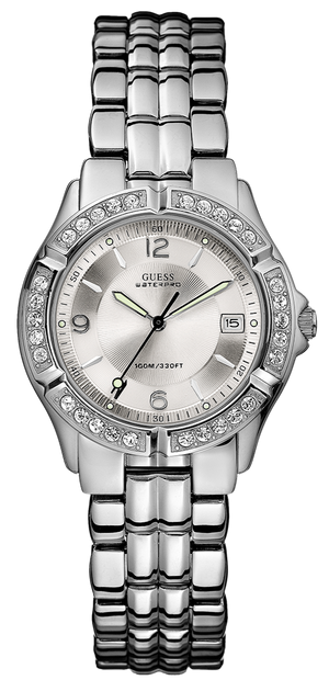  Shop Authentic Guess Water Pro Diamonds Silver Dial Silver Steel Strap Watch For Women - G75511M - Luxxuri