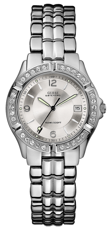  Shop Authentic Guess Water Pro Diamonds Silver Dial Silver Steel Strap Watch For Women - G75511M - Luxxuri