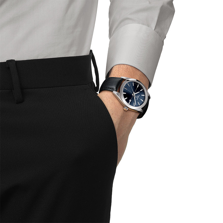  Shop Authentic Tissot Gentlemen Blue Dial Black Leather Strap Watch for Men - T127.410.16.041.01 - Luxxuri