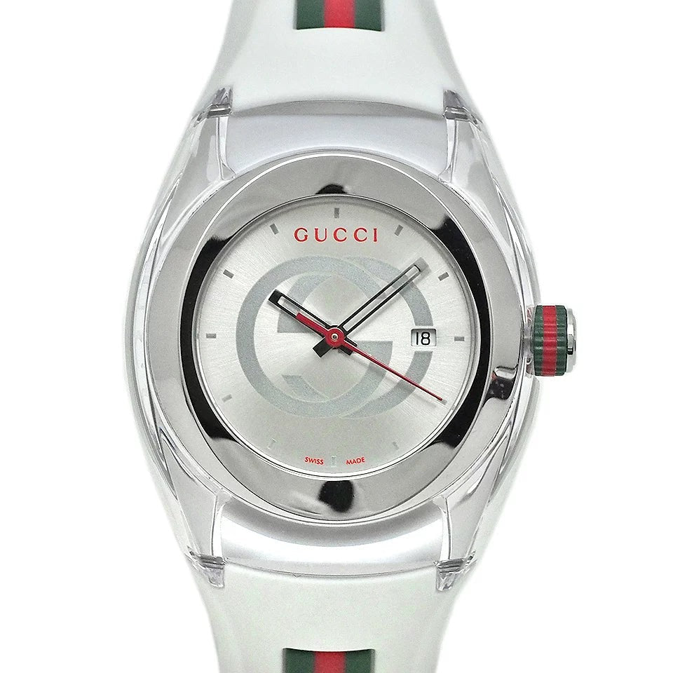  Shop Authentic Gucci Sync Quartz White Dial White Rubber Strap Unisex Watch - YA137302 - Luxxuri