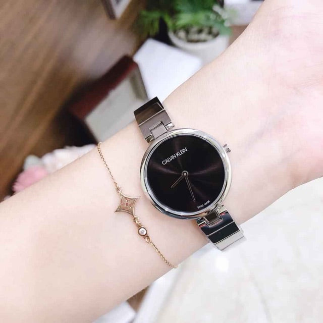  Shop Authentic Calvin Klein Authentic Black Dial Silver Steel Strap Watch for Women - K8G23141 - Luxxuri