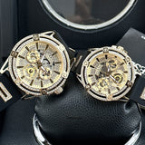  Shop Authentic Guess King Quartz Crystals Gold Dial Black Silicone Strap Watch For Men - GW0537G2 - Luxxuri