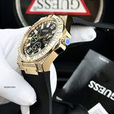  Shop Authentic Guess Zeus Chronograph Diamonds Black Dial Black Silicone Strap Watch For Men - GW0208G2 - Luxxuri