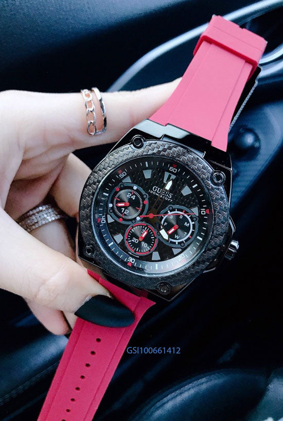  Shop Authentic Guess Legacy Black Dial Red Silicone Strap Watch for Men - W1049G6 - Luxxuri