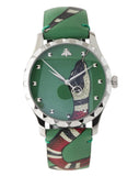 Shop Authentic Gucci G Timeless Le Marche Des Merveilles Green Dial Green Leather Strap Watch for Women - YA1264081 - Luxxuri