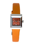  Shop Authentic Gucci G-Frame Square Mother of Pearl Orange Dial Orange Leather Strap Watch For Women - YA128532 - Luxxuri