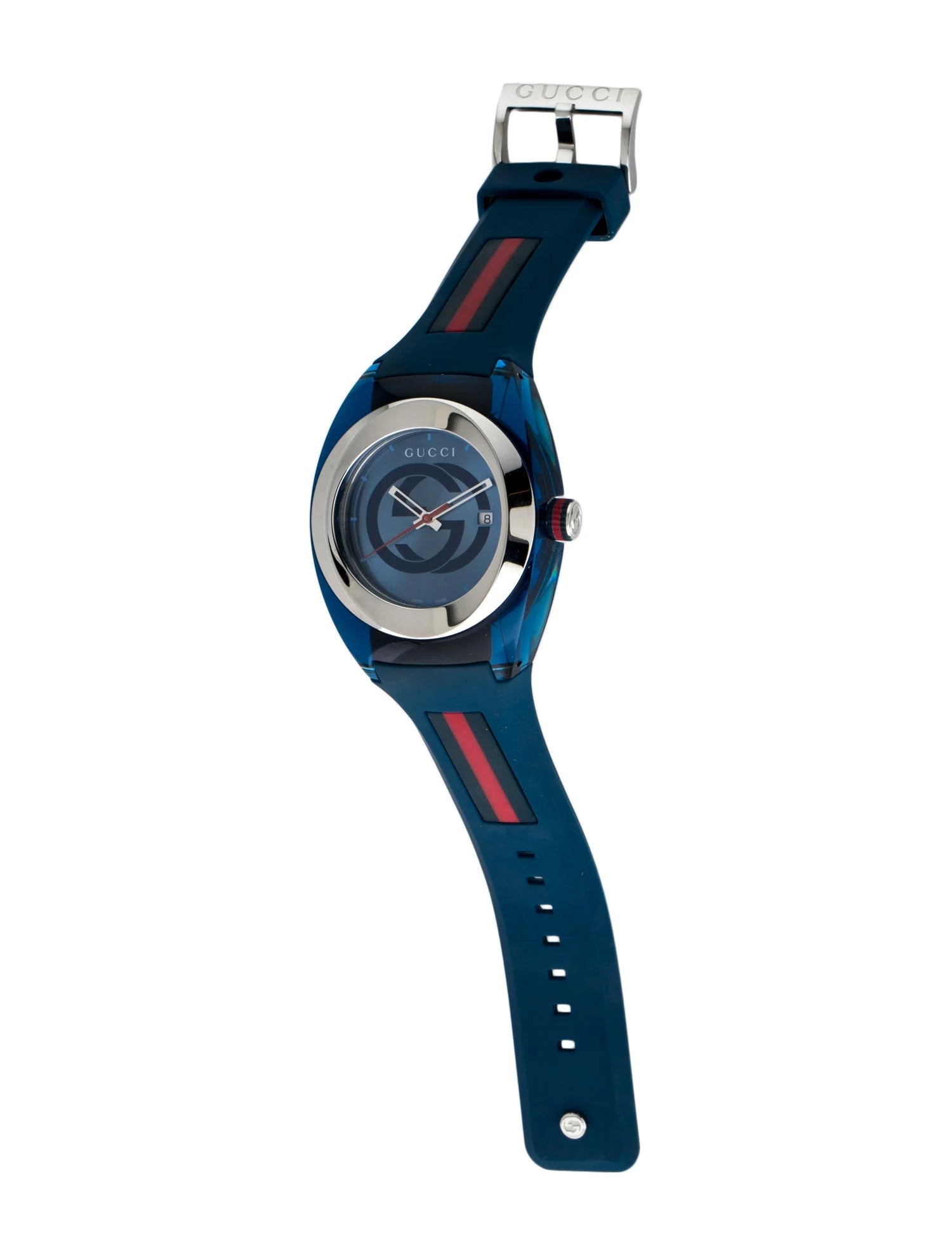  Shop Authentic Gucci Sync XXL Quartz Blue Dial Blue Rubber Strap Watch For Men - YA137104 - Luxxuri