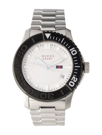  Shop Authentic Gucci G Timeless Sport White Dial Silver Steel Strap Watch For Men - YA126250 - Luxxuri