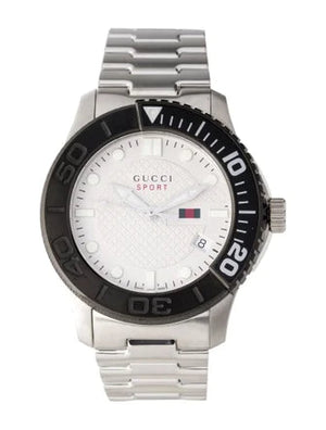  Shop Authentic Gucci G Timeless Sport White Dial Silver Steel Strap Watch For Men - YA126250 - Luxxuri