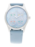  Shop Authentic Gucci G Timeless Quartz Mother of Pearl Dial Blue Leather Strap Watch For Women - YA1264124 - Luxxuri