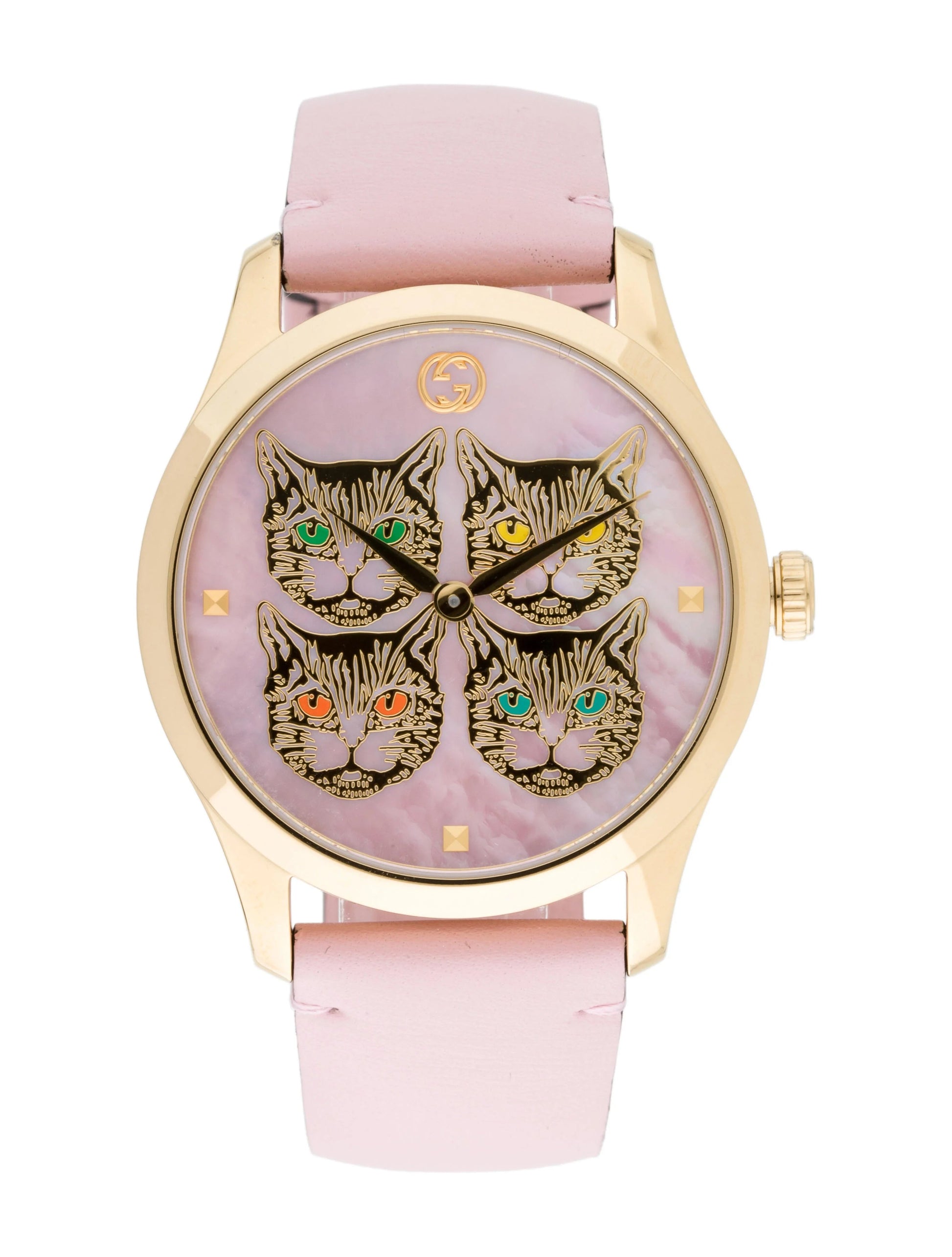  Shop Authentic Gucci G Timeless Quartz Mother of Pearl Dial Pink Leather Strap Watch For Women -  YA1264132 - Luxxuri
