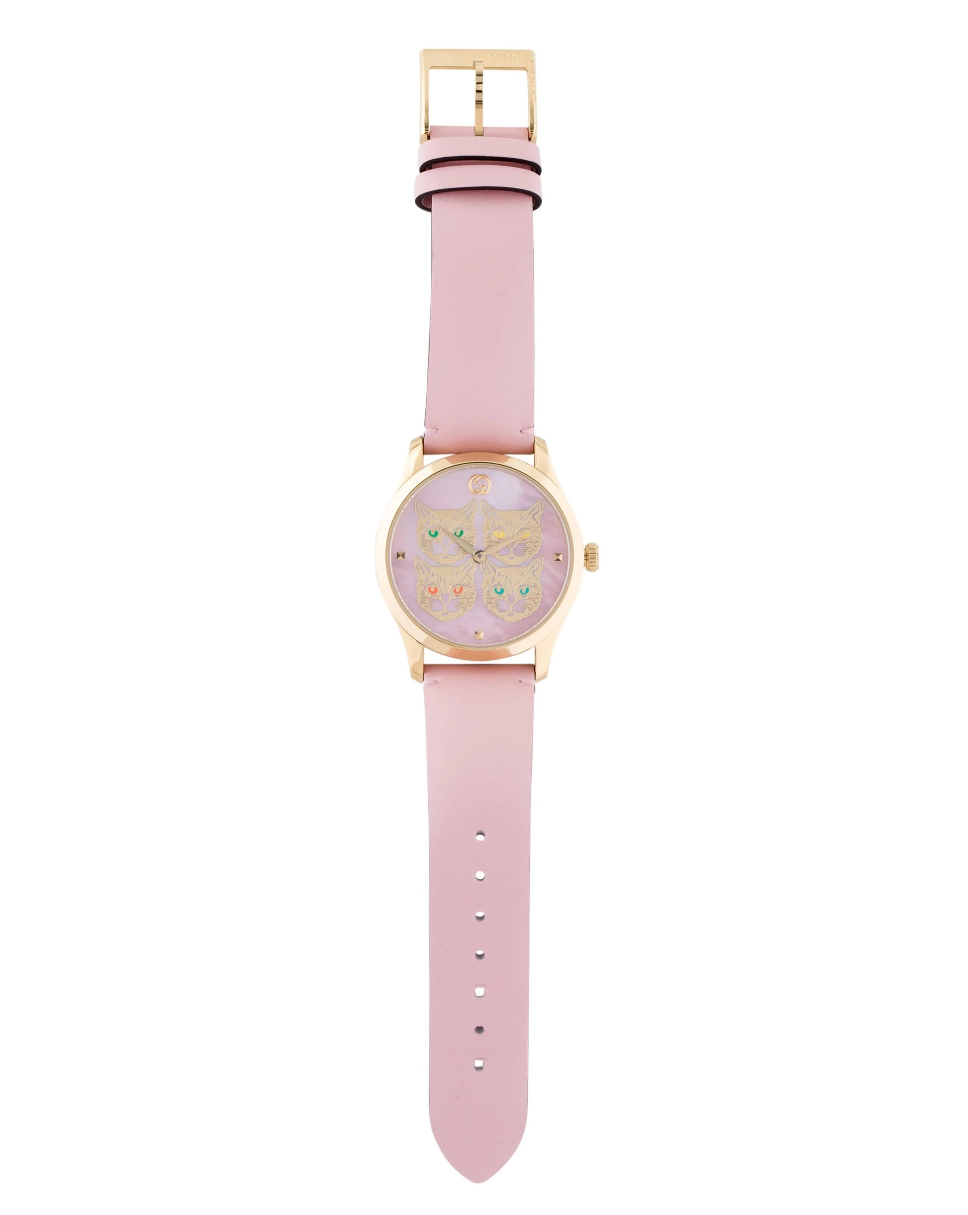  Shop Authentic Gucci G Timeless Quartz Mother of Pearl Dial Pink Leather Strap Watch For Women -  YA1264132 - Luxxuri
