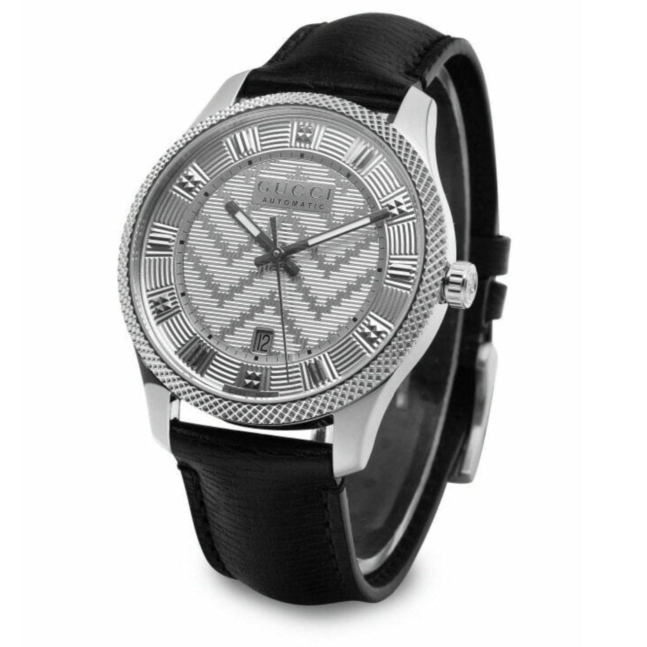  Shop Authentic Gucci G Timeless Eryx Silver Dial Black Leather Strap Watch For Men - YA126338 - Luxxuri
