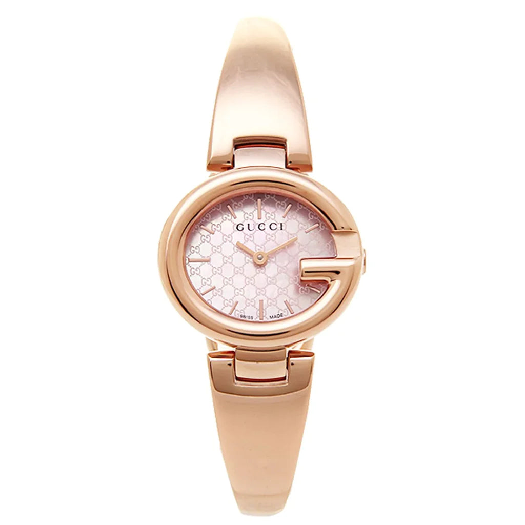 Shop Authentic Gucci Guccisima Quartz Mother of Pearl White Dial Rose Gold Steel Strap Watch for Women - YA134512 - Luxxuri
