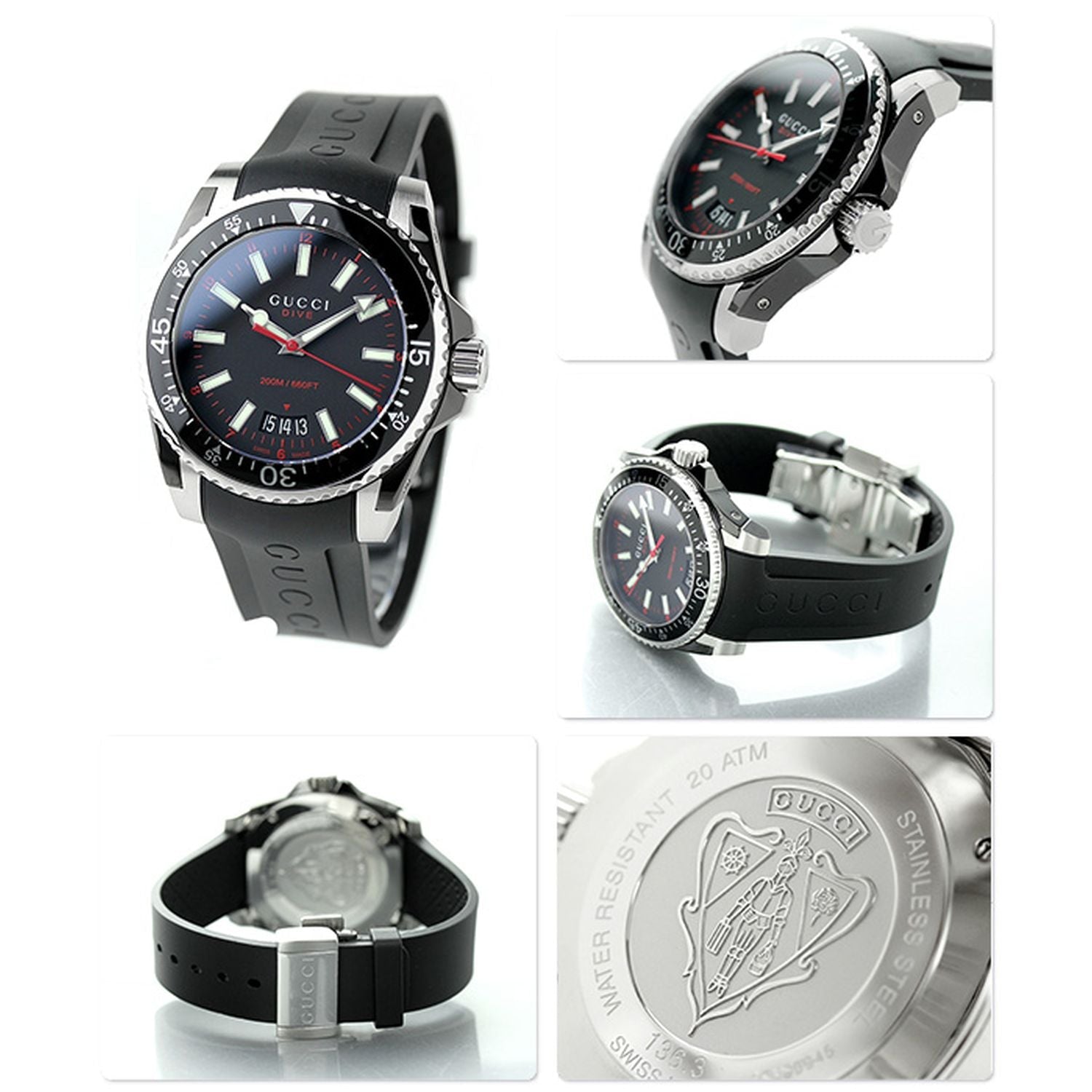  Shop Authentic Gucci Dive Quartz Black Dial Black Rubber Strap Watch For Men - YA136303 - Luxxuri