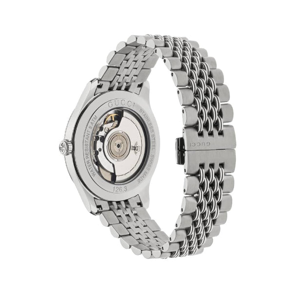  Shop Authentic Gucci G Timeless Automatic Silver Dial Silver Steel Strap Watch for Men - YA126354 - Luxxuri
