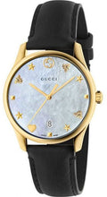  Shop Authentic Gucci G-Timeless Mother of Pearl Dial Black Leather Strap Watch For Women - YA126589 - Luxxuri