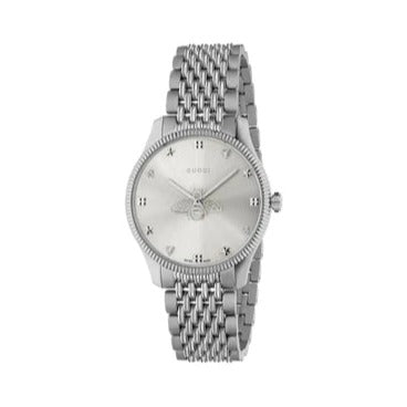  Shop Authentic Gucci G Timeless Quartz Silver Dial Silver Steel Strap Watch For Women - YA1264153 - Luxxuri